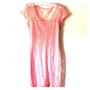 Guess Short sleeved pink lace dress Size small